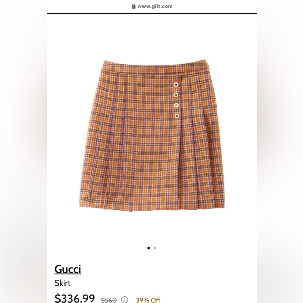 Gucci Women's A-Line Plaid Skirt - Orange and Purple